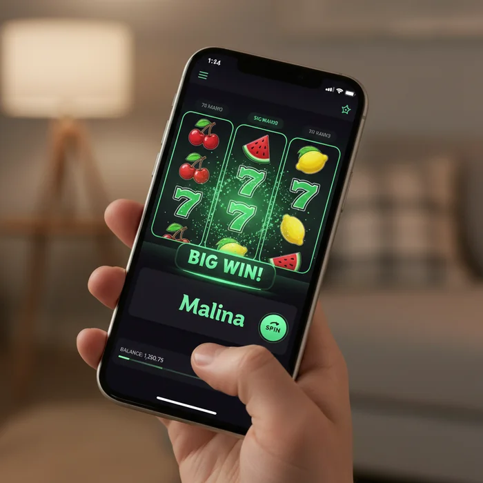 Interface mobile Malina — affichage responsive via navigateur mobile sur smartphone